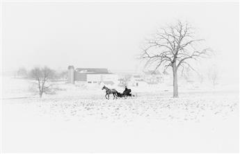 GEORGE A. TICE (1938- ) Winter scene * Farmer plowing.